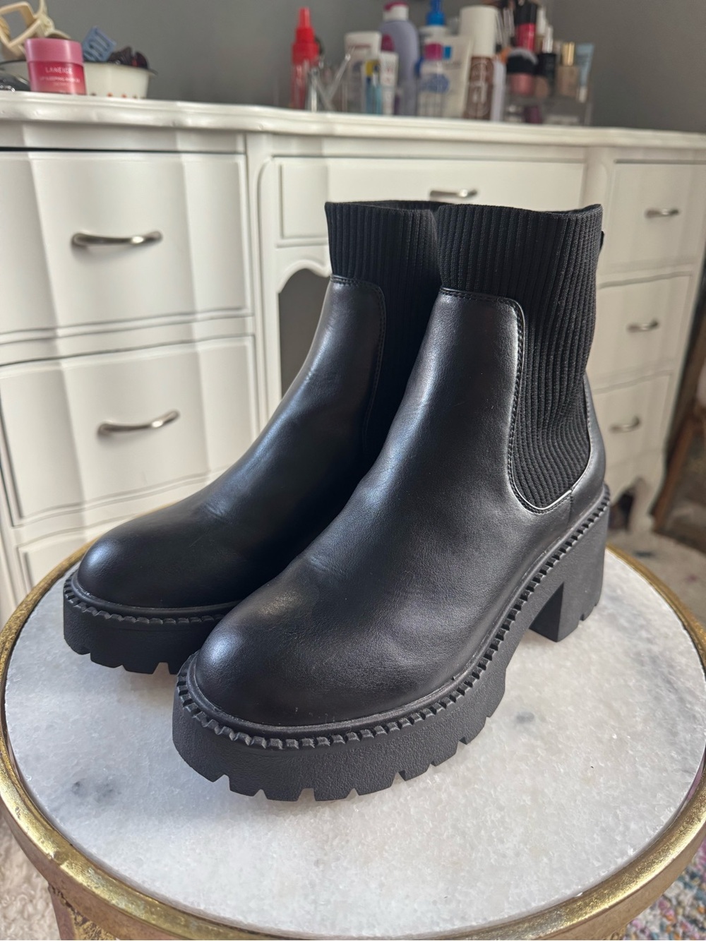 Black Chunky Platform Chelsea Boots - Women